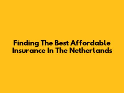 Finding The Best Affordable Insurance In The Netherlands