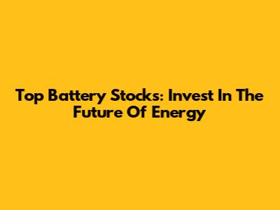 Top Battery Stocks: Invest In The Future Of Energy